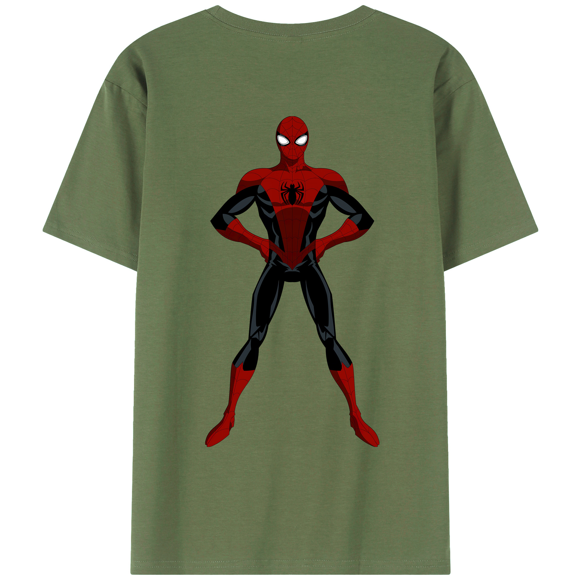 （画像用） Spider Man スパイダーマン 綿100％ メンズ半袖Tシャツ（バックプリント） 通気性